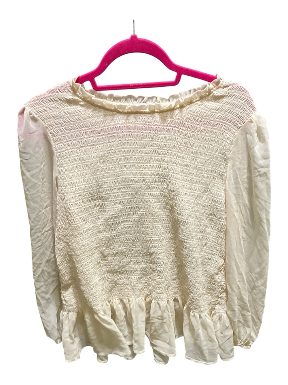 Tinsel Cream Smocked Ruffle Hem Blouse